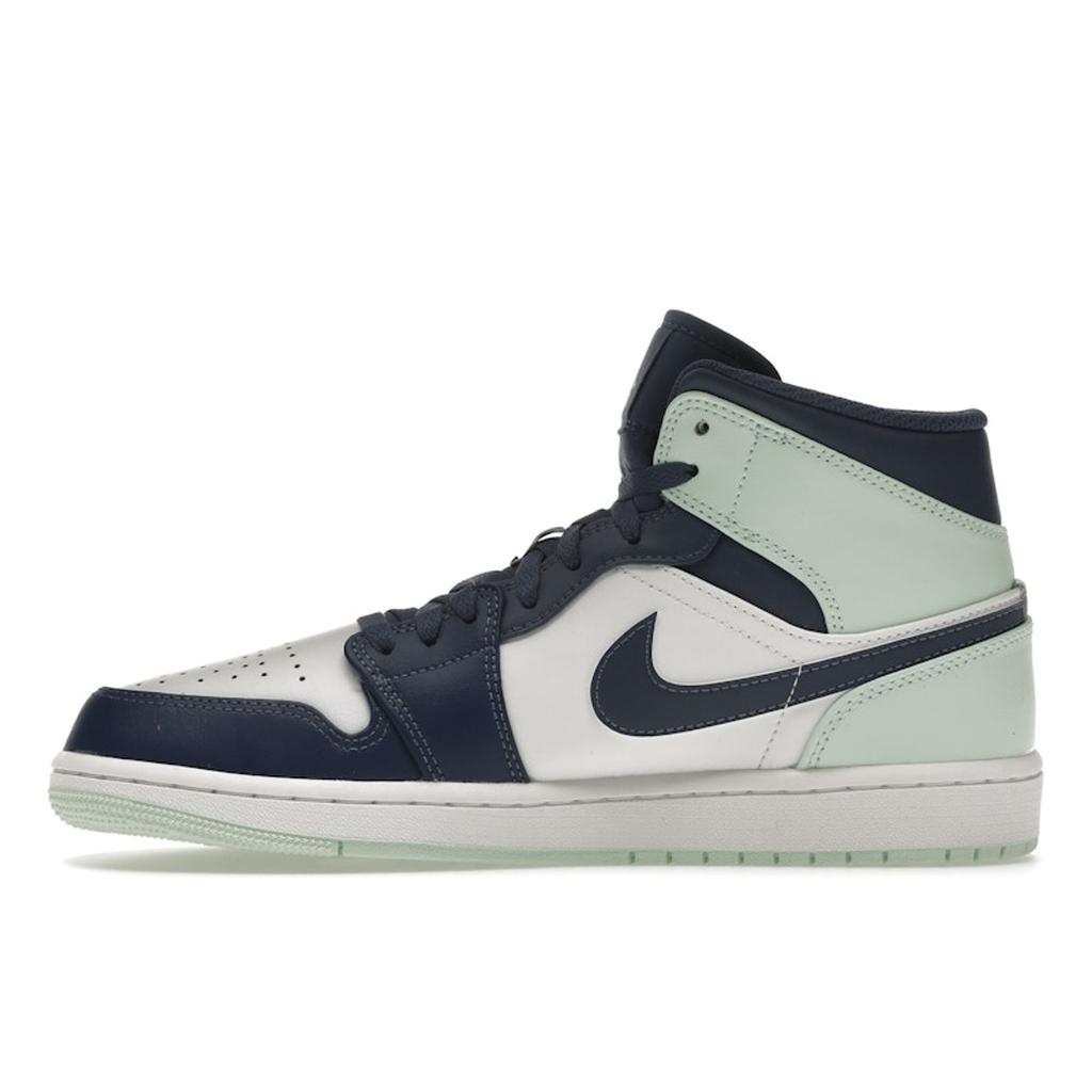 Мужские кроссовки Air Jordan 1 Mid Blue Mint Mystic-Navy Mint-Foam White 554724-413