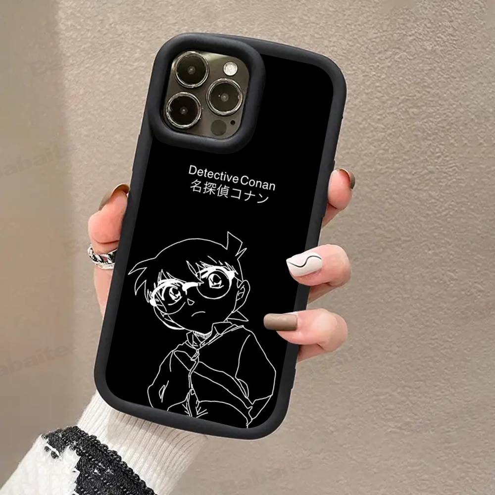 Детектив Конан МУЛЬТФИЛЬМ Для IPhone 17 Pro Max 16 15 14 13 12 11 Plus Черный Мягкий Чехол для Телефона