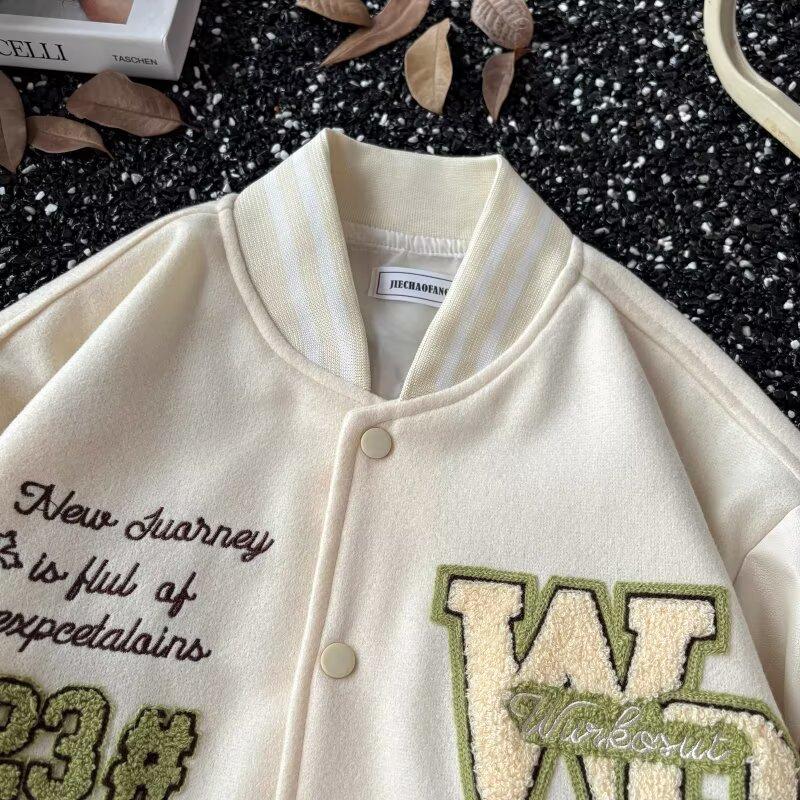 Осенняя куртка для мужчин, свободный крой, большого размера, в гонконгском стиле, повседневное пальто, молодежная бейсбольная куртка, уникальный дизайн, тренд оверсайз