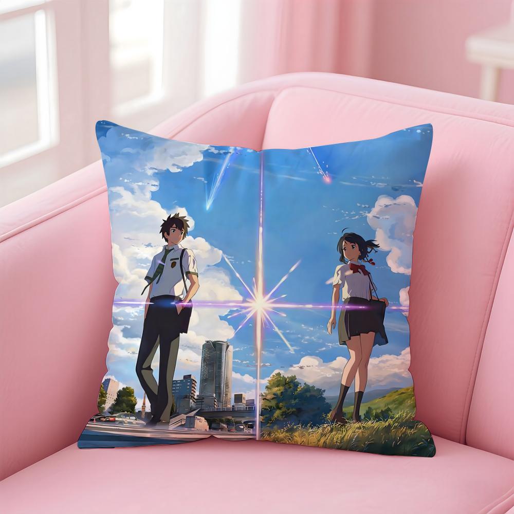 Romantic Anime Japanese Movie YYour Name Cushion Cover Pillow Case Soft Skin Friendly Fabric Concealed Zipper