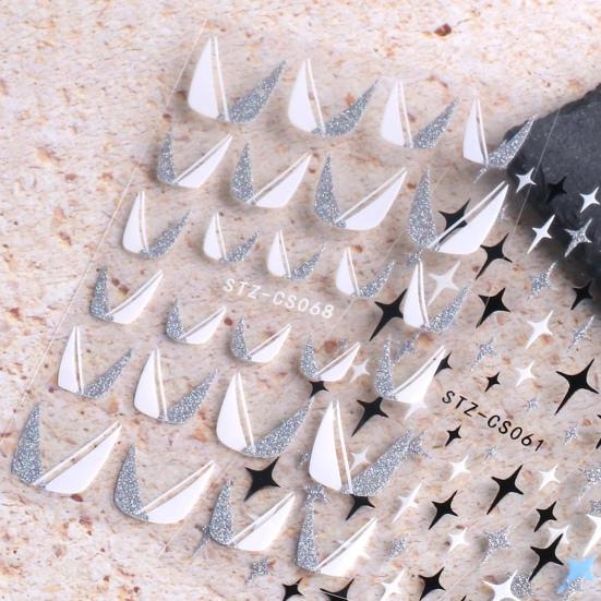 Nail Sticker French Style DIY Colorful Line Decal Powder 3D Transfer Slider for Manicure