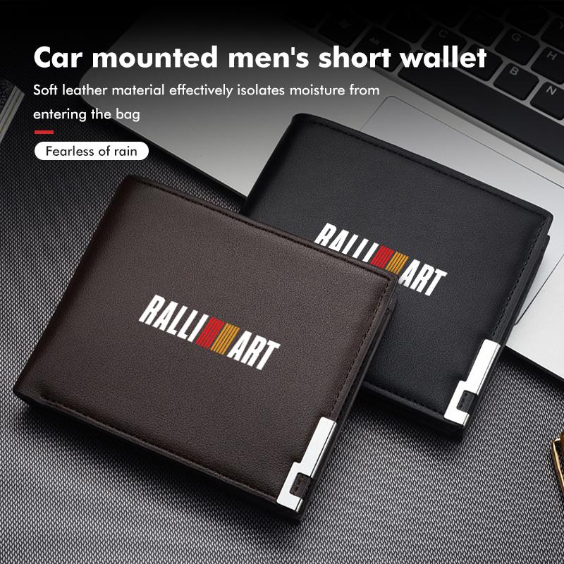 xkhr10 Men Leather Zipper Wallet Coin Pocket Vintage Big Capacity Male Short Money Purse For Mitsubishi Outlander Lancer Eclipse Mirage
