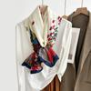 Autumn and Winter Design Sense Elegant Cotton and Linen Flower Print Scarf Women's Travel Photography Temperament Fashionable Outer Shawl