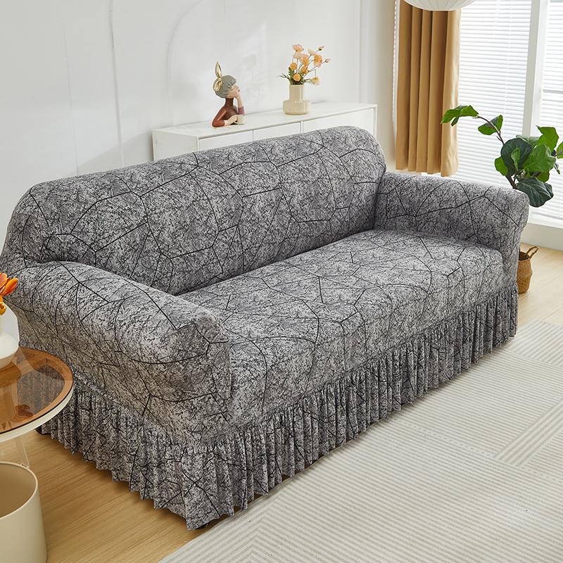 Printed Ruffled Skirt Sofa Covers for Living Room Stretch Couch Cover Sofa Slipcover Furniture Protector Easy Fitted Washable