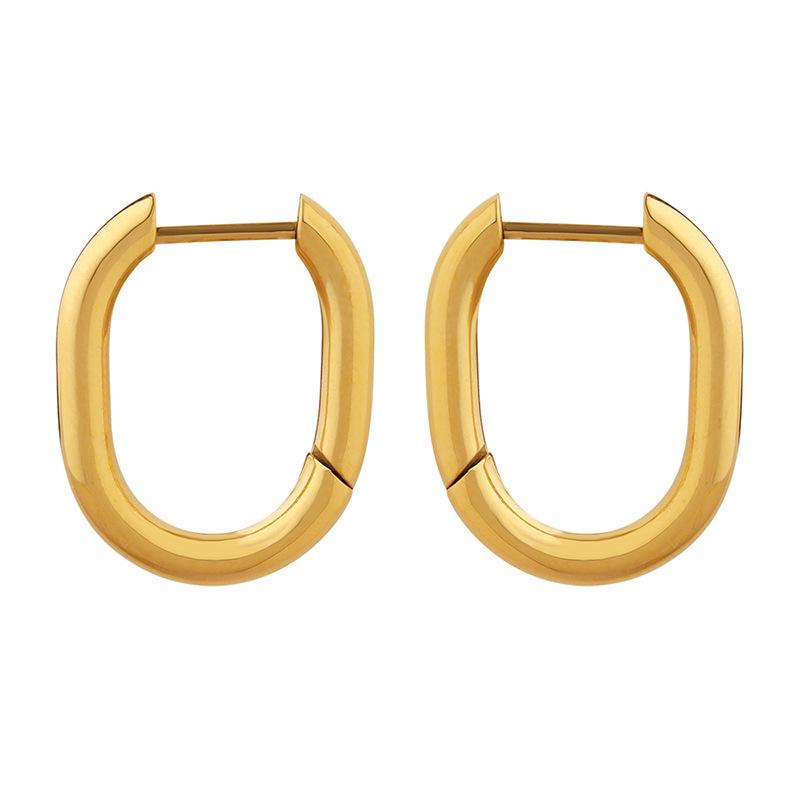 Геометрические серьги-подвески U-образной формы из титана с покрытием 18K золотом, осенняя коллекция