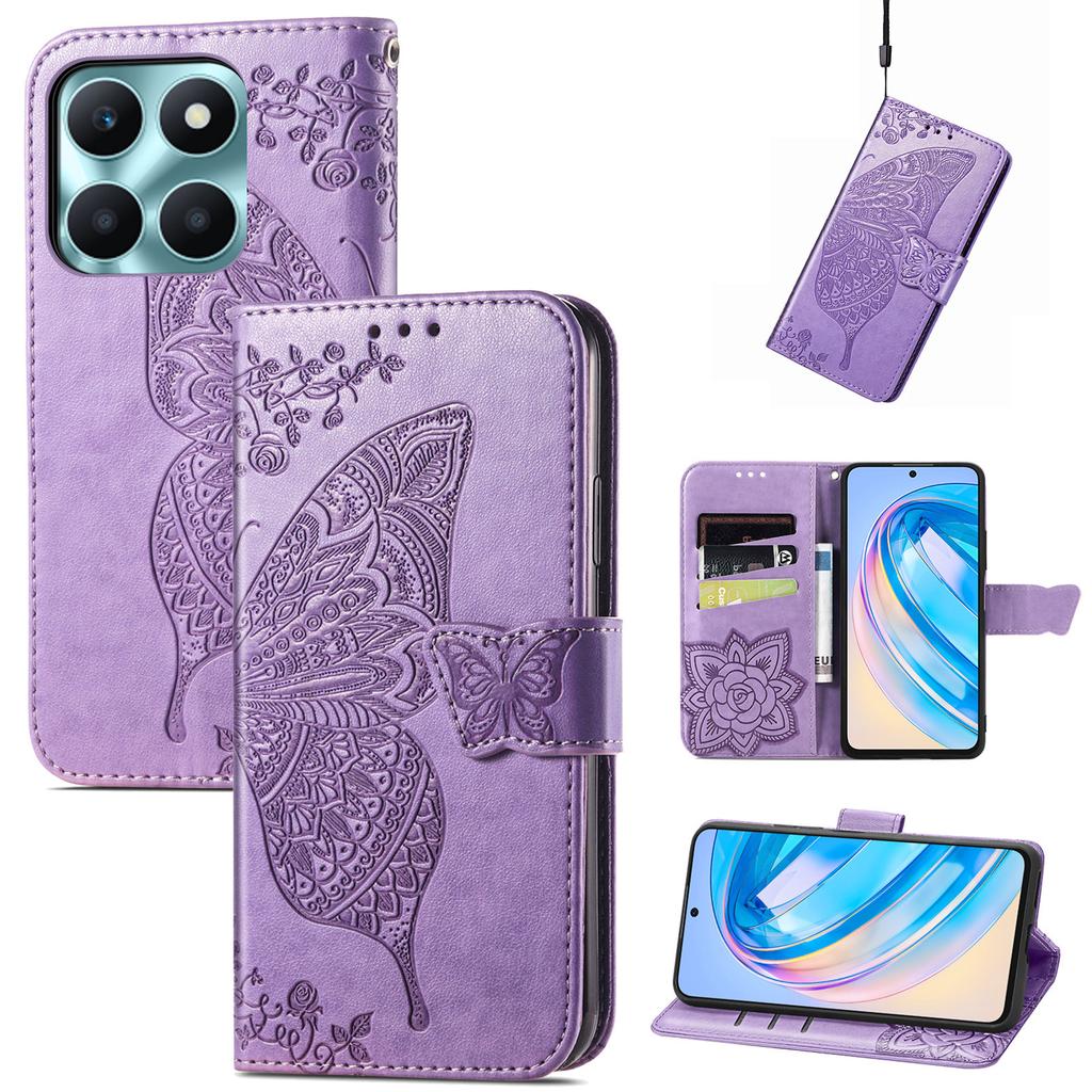 For Honor X6a 4G Case Wallet Leather Phone Cover Butterfly Pattern