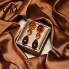Prong Setting Earrings Water Drop Earrings, with Amber Gradient Design, Durable Comfortable Wear Alloy Retro Elegant Style Jewelry for Women Vintage