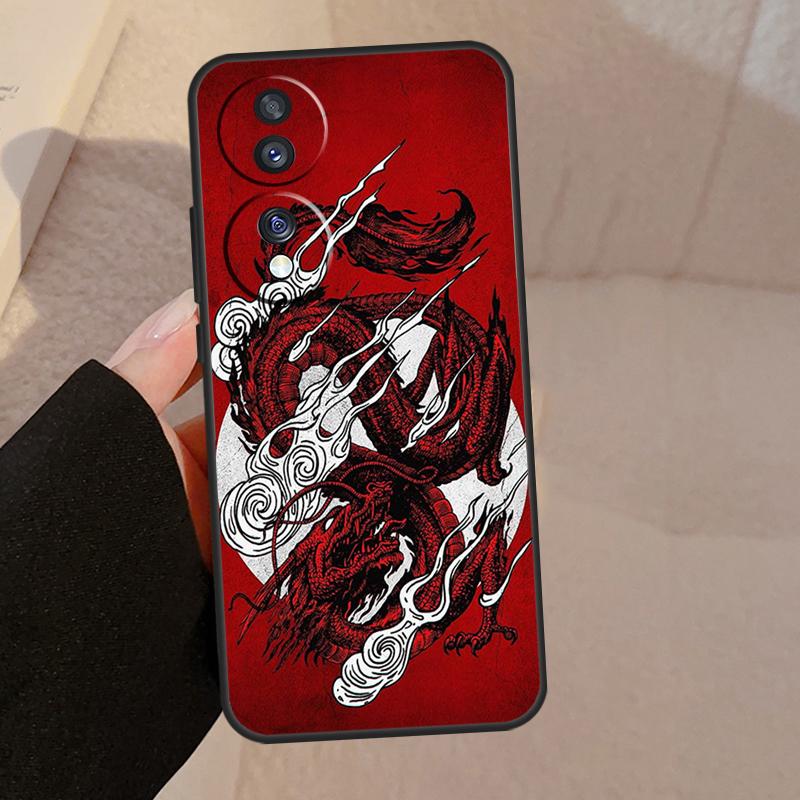 Chinese Style Crane Dragon Case For Honor Magic 5 Lite Pro 50 70 90 8X 9X X6 X7 X8 X9 Honor X6a X7a X8a X9a X9b Cover