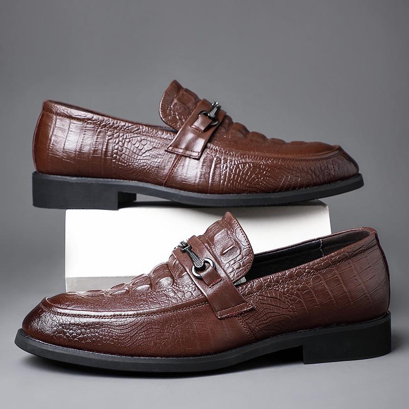 Мужские мокасины из кожи в деловом стиле, мокасины из крокодиловой кожи, модная обувь для вождения, повседневная обувь, классическая мужская обувь
