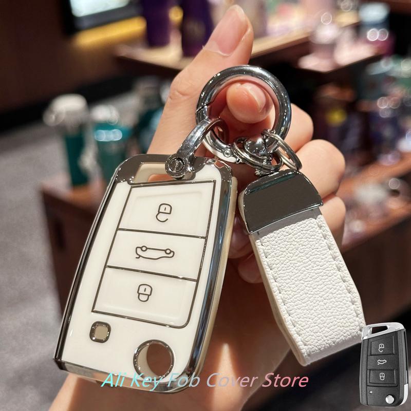 Car Key Case Cover Keychain For VW Golf 7 Tiguan SEAT Ateca Leon Ibiza Skoda Octavia Fob Shell Accessories