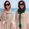 Long Silk Scarf Pleated Headscarf Shawl Fashion Accessory Head Scarf  Spring Summer