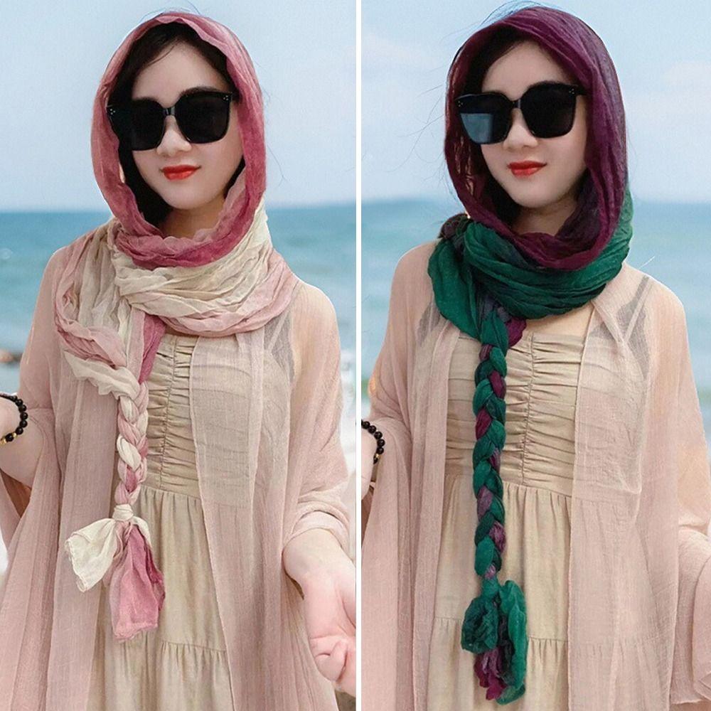 Handwoven Sunscreen Scarf Long Headscarf Shawl Fashion Accessory Beach Shawl Spring Summer