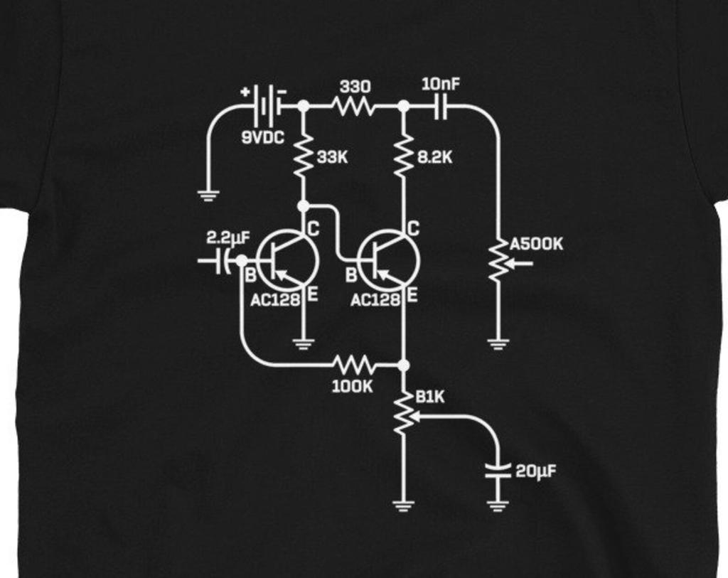 Vintage Analog Fuzz Pedal Schematic Diagram Circuit Handwired Boutique Pedal Musician Gift T-Shirt