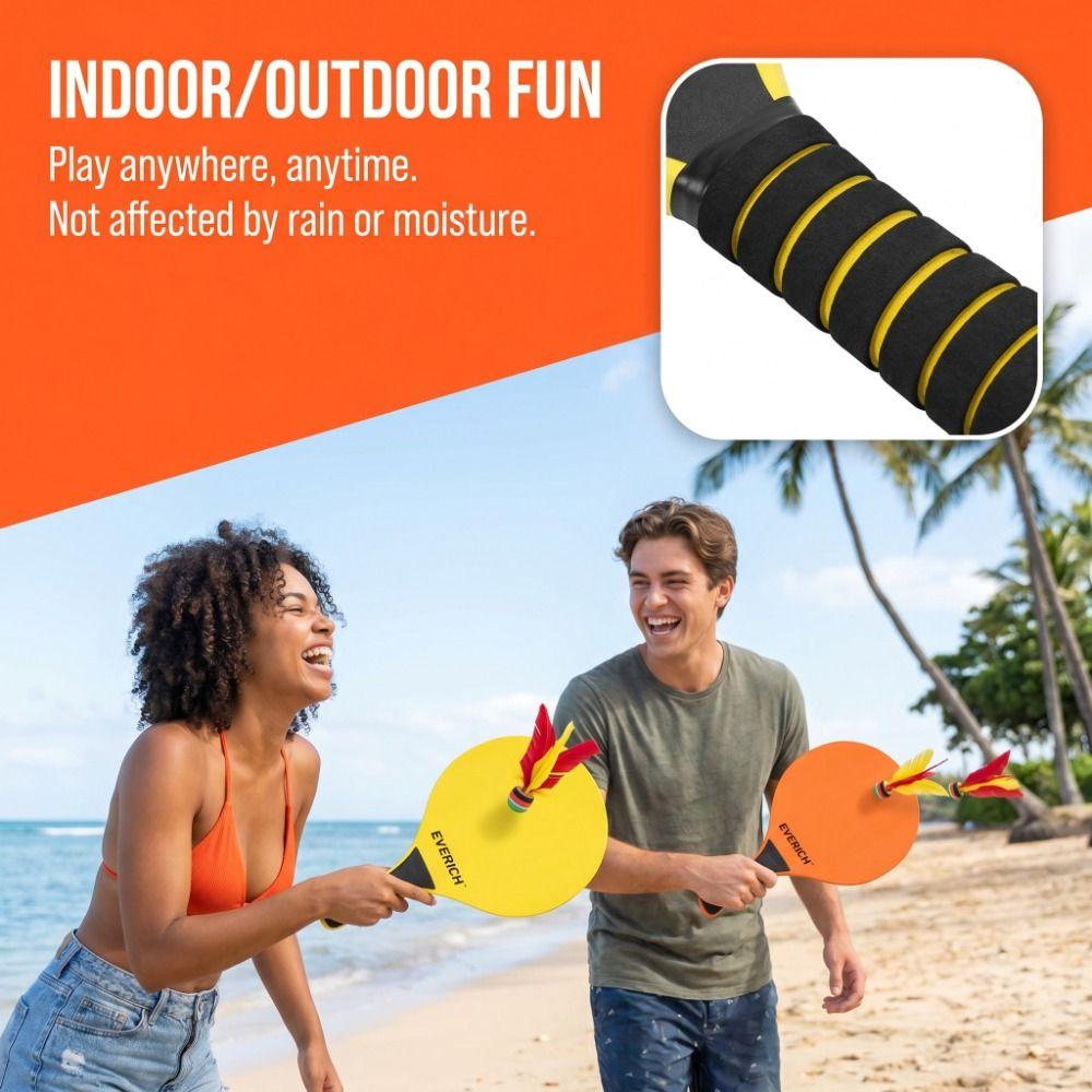Wrapped Grip Beach Paddle Set Lightweight Beach Racket Set Shuttlecock Paddle  Backyard Play