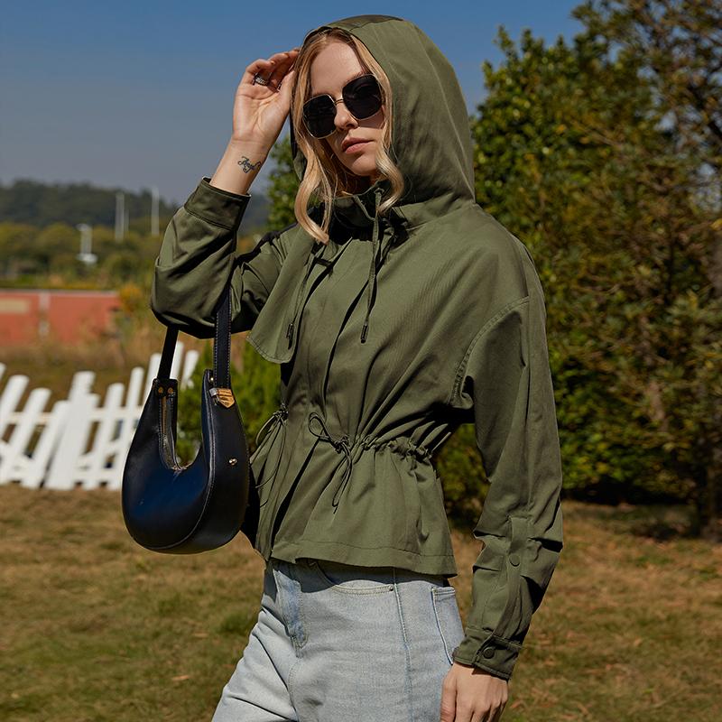 Ветровка ZIAI, весенний короткий плащ с капюшоном в иностранном стиле, женская куртка bf в британском стиле