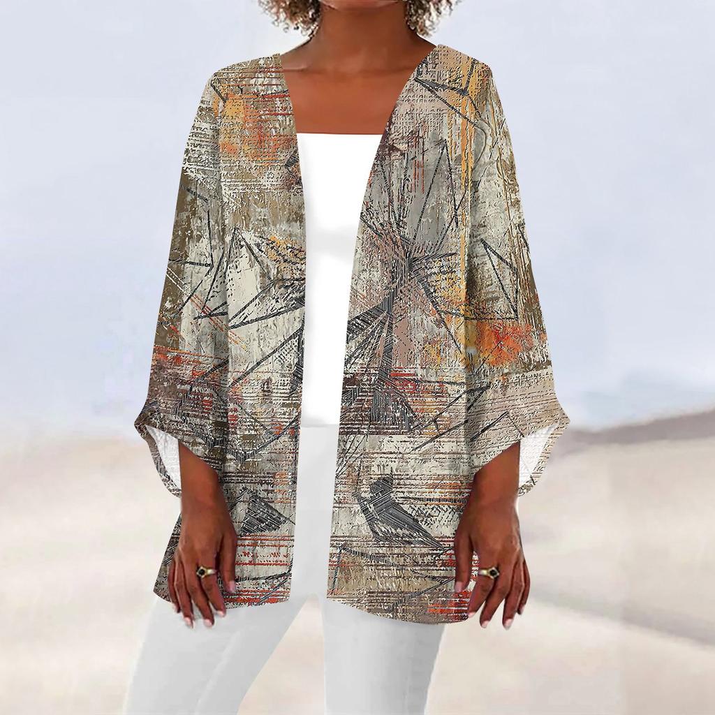 Женская повседневная модная легкая куртка средней длины с принтом, кардиган