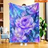 1pc 2D Flat Printing Spring And Summer New Arrival Starry Purple Flower Butterfly Theme Digital Print Blanket, All-Season Use, Casual Throw, 100% Poly