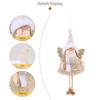 Christmas Angel Girl Hanging Decorations Set of 4 Made of Flannel with Hat and Gold Wings for Holiday Decorating