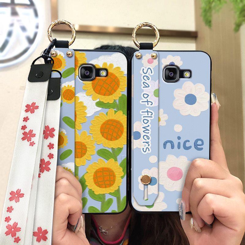 Back Cover Wristband Phone Case For Samsung Galaxy A510/A5 2016/SM-A510F Anti-dust Kickstand Waterproof Flower Durable