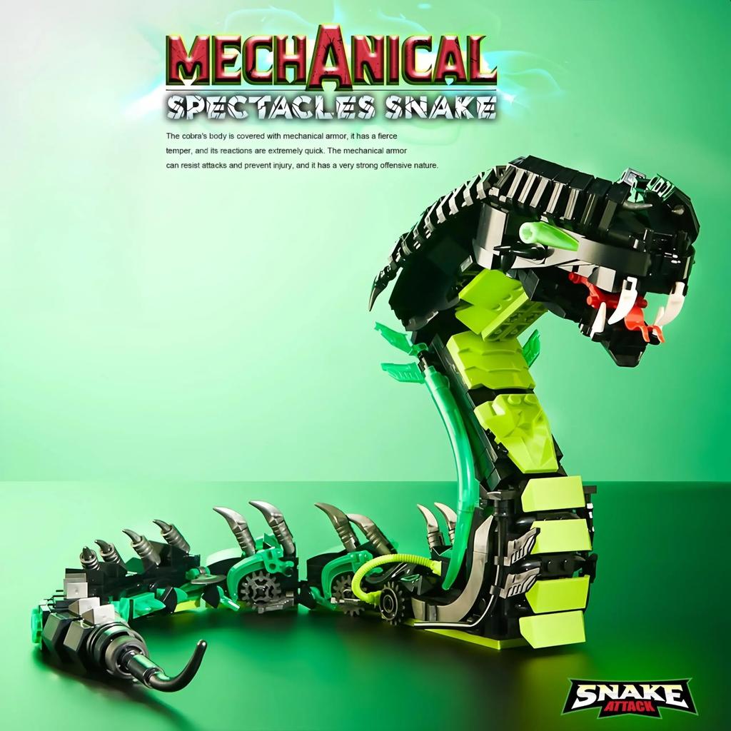 MOC 7052 Наборы моделей механической змеи 689 деталей STEM Технологичная кобра Животные Строительные блоки Кирпичики Игрушки для детей Детские игрушки