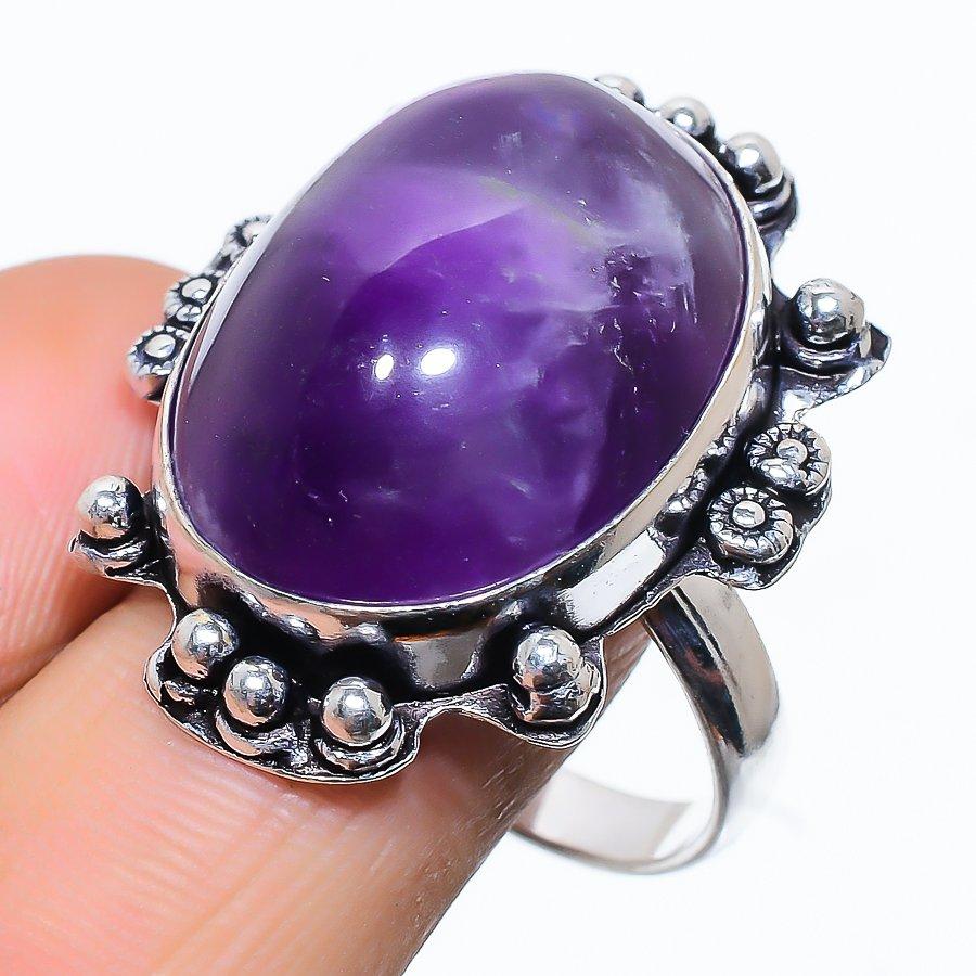 Sage Amethyst Gemstone 925 Sterling Silver Gift Jewelry Ring Size 10.5