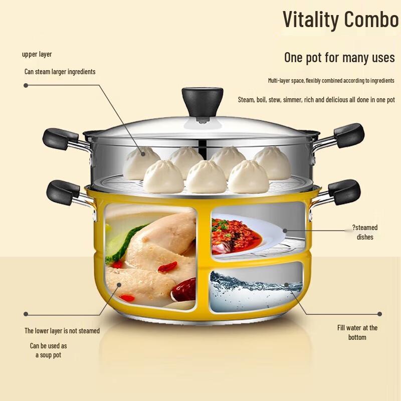 SUPOR EZ26BS08 26cm 2-Tier Steamer Pot