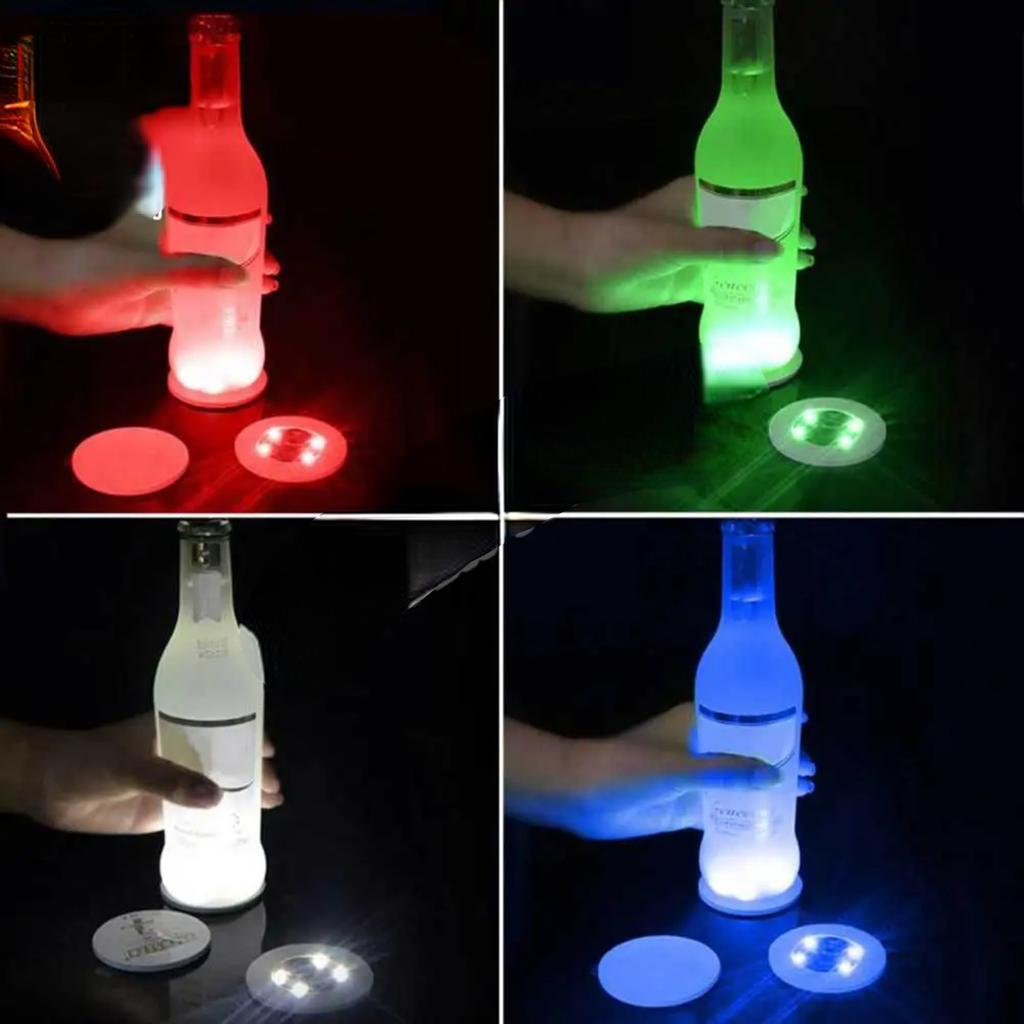 Новые светодиодные наклейки на подстаканники, светящиеся подставки для стаканов с напитками, подставки для бутылок с вином и ликером, подставки для баров, атмосферные огни, подставки для стаканов