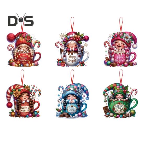 Christmas Snowman Car Pendant 2D Acrylic Cartoon Snowman Cow Hanging Ornament for Home Garden Christmas Tree Decoration Party Gift