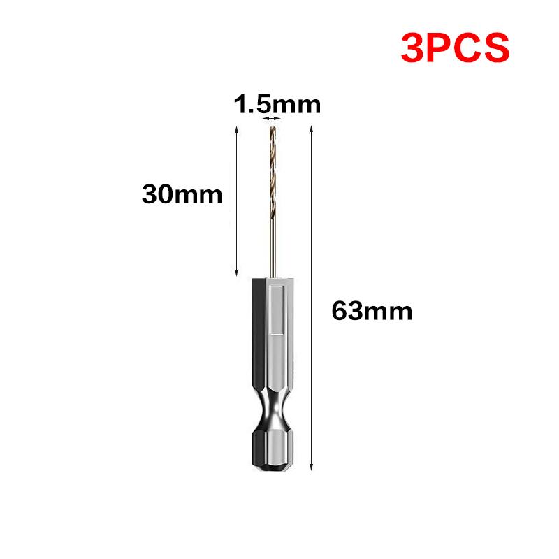 3PCS Hex Shank Twist Drill Bit Set Wood Metal Hole Cutter Core Drilling Tool Cobalt Drill Bits 1.5/2/2.5 mm HSS