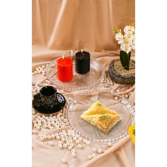 6 Pieces Round Beaded Mica Serving Tray, Coffee Serving Tray, Beaded Tray, Coffee Serving