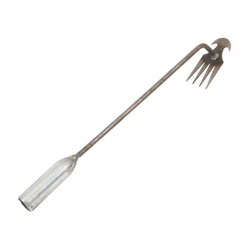 Dual-Use Steel Gardening Rake and Hoe with Saw Blade for Weeding and Root Pulling