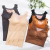 Women's Seamless V-Neck Thermal Underwear Set - Velvet, Lace, Warm Vest