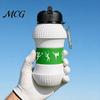Reusable Hiking Bottle Spherical Collapsible Silicone Cup, Golf Ball Shaped Water Foldable Travel Cup with Push Design Flip Lid & Metal Carabiner,