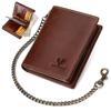 Genuine Leather Men Wallet Rfid Slim Card Holder with Anti-lost Pocket