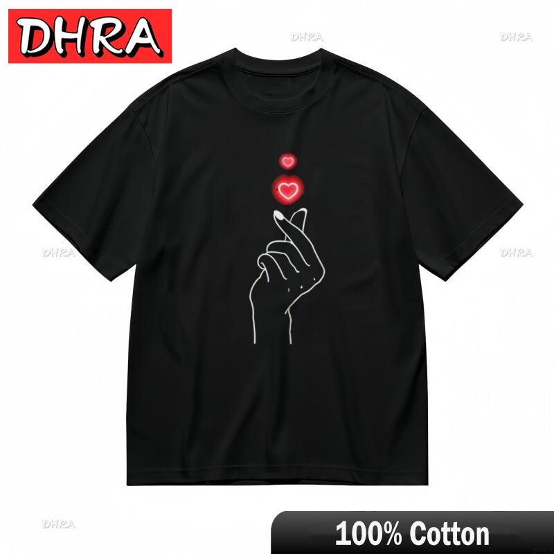 Womens Classic TShirt Minimalist Finger Heart and Radiant Red Heart Design Tee for Vacation TShirt Boys TShirt for Students