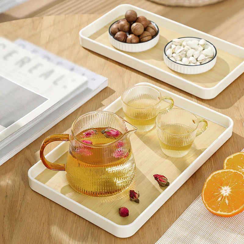 Plastic Serving Tray Decorative Tray Restaurant Home Tea Fruit Dessert Tray Resistant Food Cooking Storage Tray Kitchen Organize