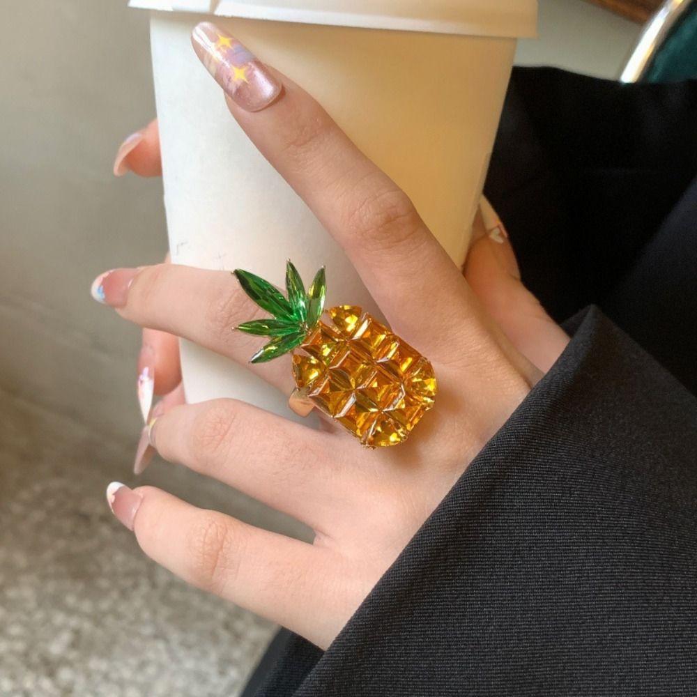 Geometric Insect Drip Oil Ring Korean Style Chunky Enamel Ring Personality Enamel Fruit Ring  Gift