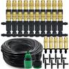 15M - 30M Outdoor Misting Cooling System with 1/4'' Brass Atomizer Nozzles - 4/7mm Hose, Ideal for Patio & Greenhouse Irrigation