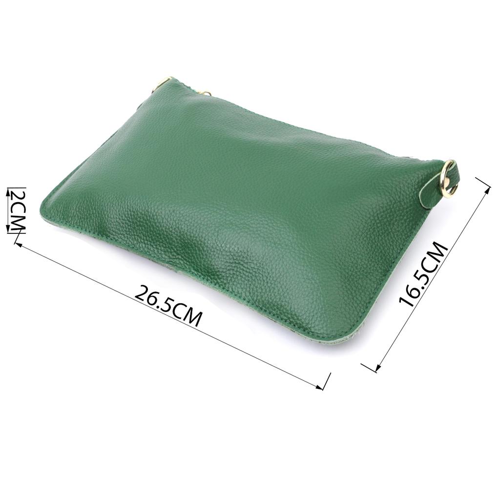 Original Women's Clutch Bag with Two Straps Made of Genuine Leather Vintage 22647 Green