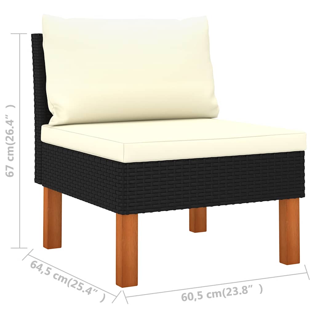 9 piece Garden Lounge Set with Cushions Poly Rattan Black