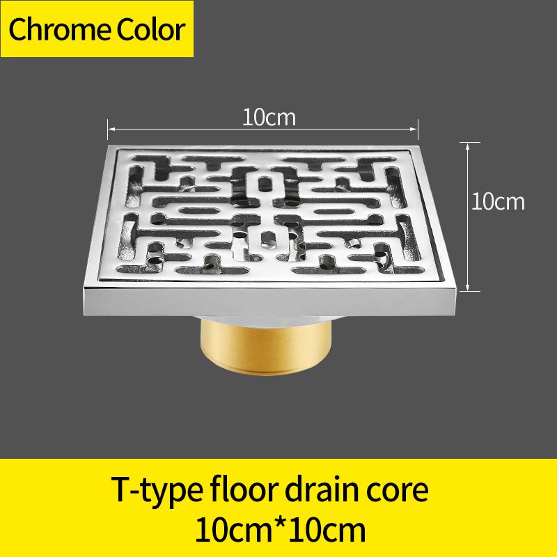 Floor Drains 10cm Chrome Square Shower Drain Brass Floor Drain Trap Waste Grate With Hair Strainer Bathroom Accessories 811573
