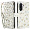 For Samsung Galaxy A17 5G/A26 5G Wallet Case Rhombic Floral Design Leather Flip Phone Cover with Strap