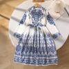 Girls' Fashion Dress - Autumn Children's V-neck Long-sleeved Bohemian Print Dress