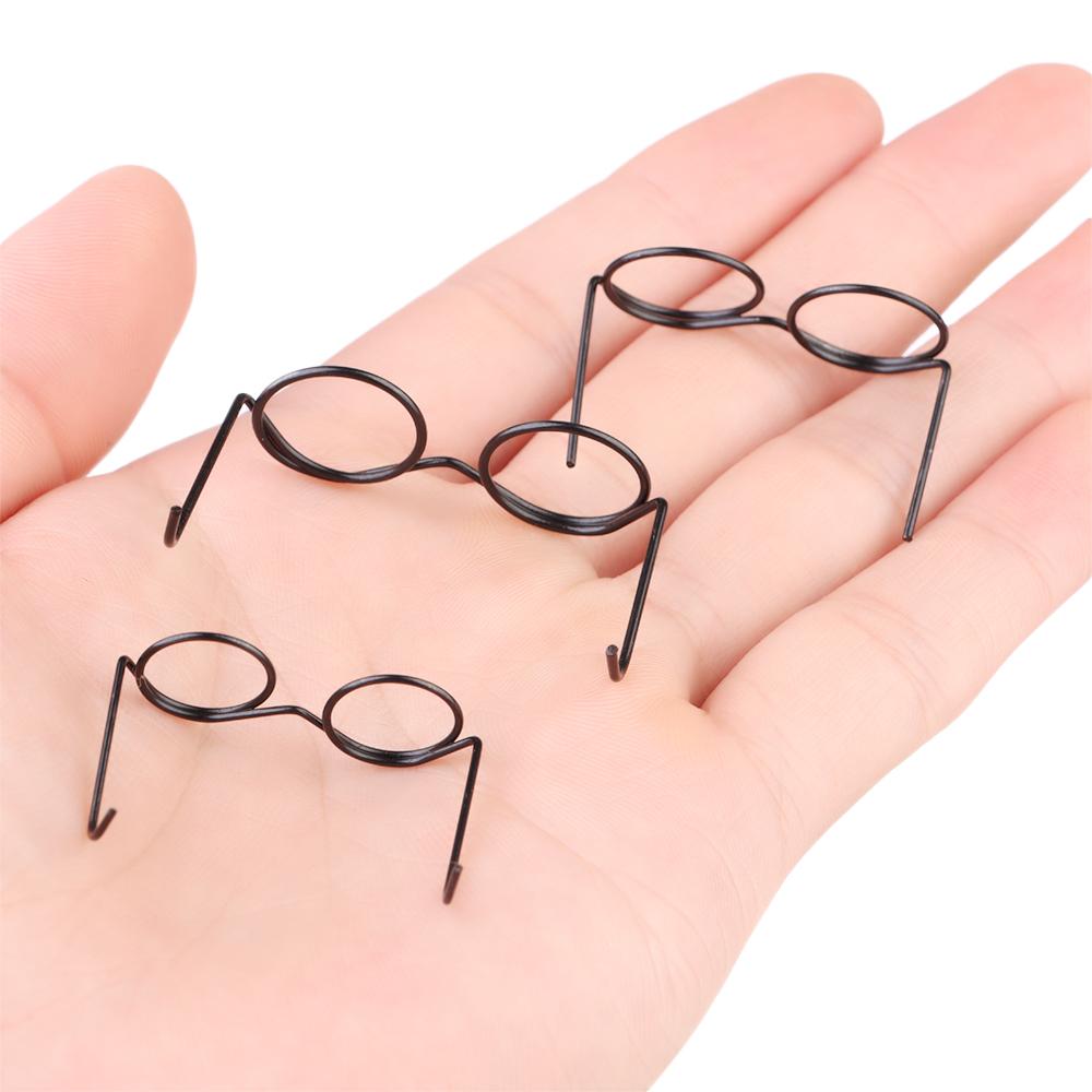5PCS Baby Toy Retro Alloy Doll Glasses Round Frame Black Lensless
