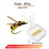 5/10Pcs/With Flies Box-Dry Fly Floating Bumblebee Fishing For Carp/Trout Fly Lure Bait Carbon Steel Hook-Size#10