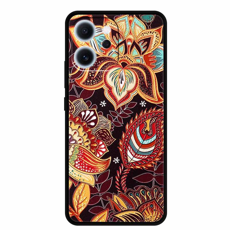 Cartoon Phone Case For Oppo Reno15 F Soft TPU Silicone Protector Relief Flower Emboss 3D Cover Funda Reno15F 15F Bumper Shield