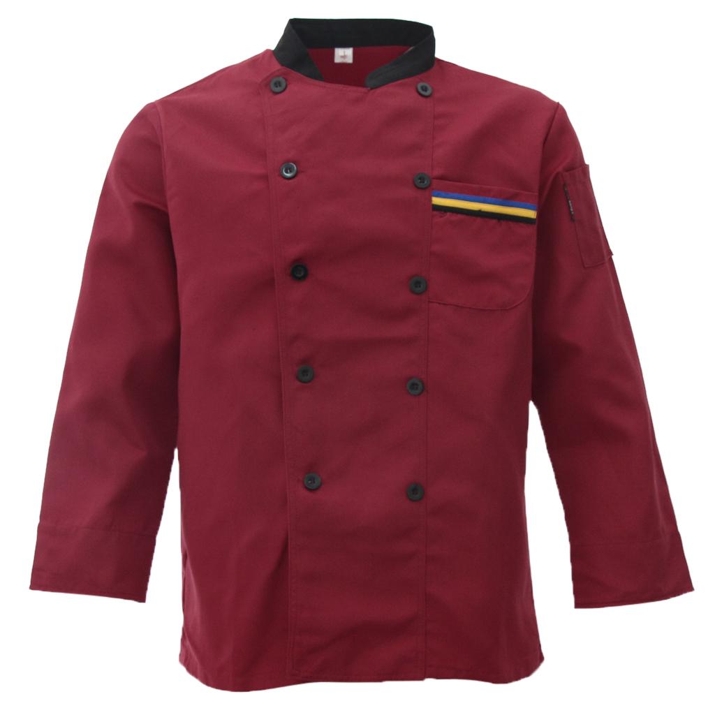 Унисекс поварская форма с длинным рукавом двубортный мужской женский поварской халат красный XL