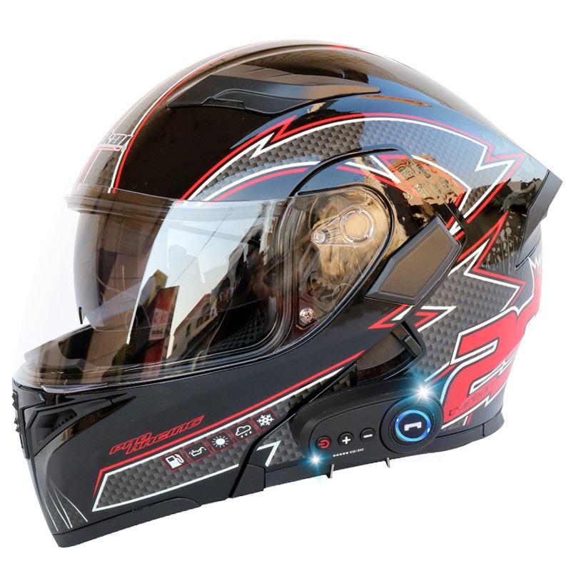 Bluetooth Motorcycle Helmets Full Face Helmet Flip Up Double Lens Anti-Fog Design Moto Helmet For Motorcyclist