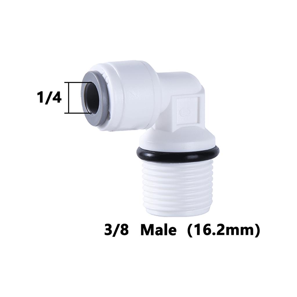 10 шт. коленчатый фитинг для обратного осмоса, 90 градусов, наружная резьба, внутренняя резьба 1/4 3/8, шланг POM, быстроразъемный фитинг для аквариума, детали фильтра обратного осмоса
