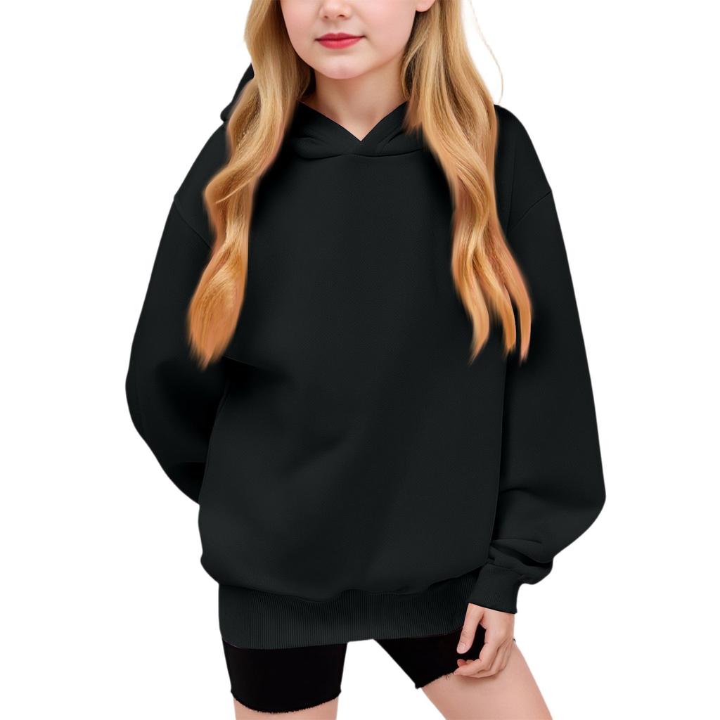 Winter Boy And Girls Solid Color Long Sleeved Hooded Sweatshirt Tops